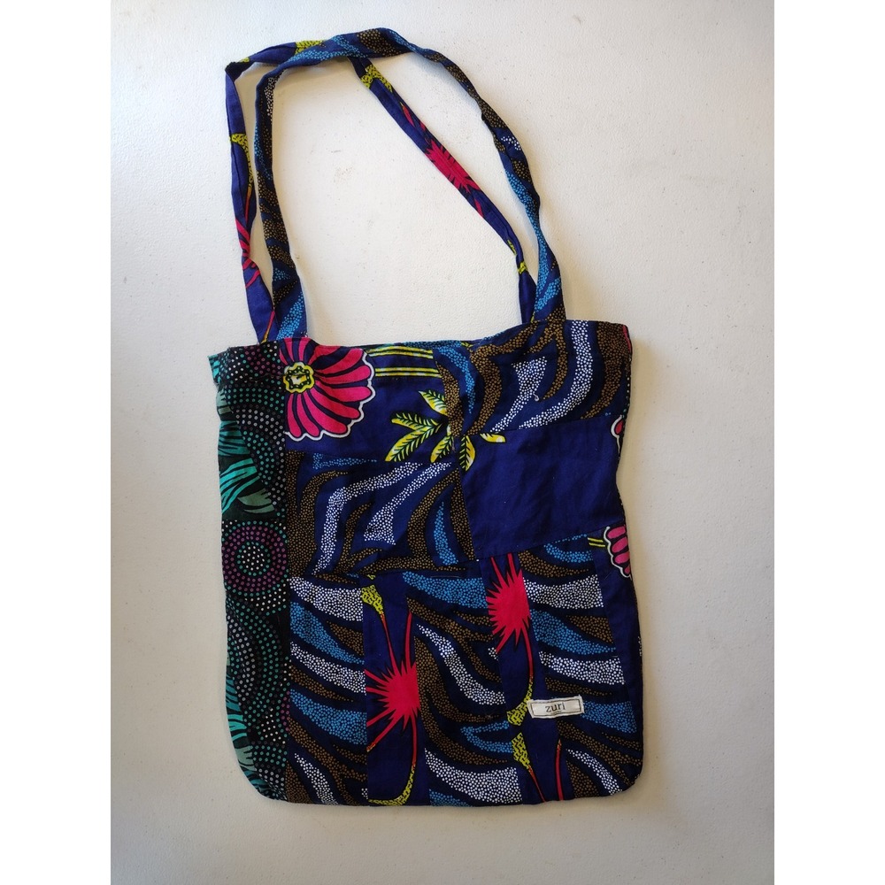 Zuri Kenya African Wax Print Patchwork Tote Bag‎ Multicolor Cotton Handbag